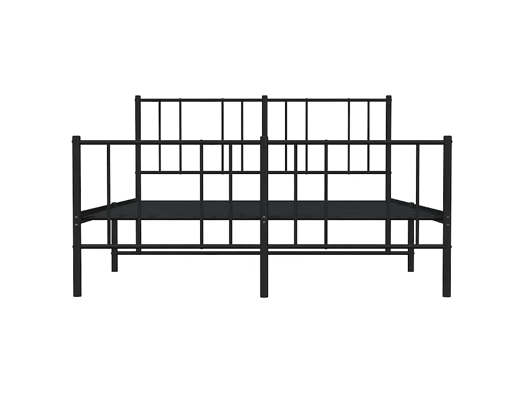 Bettgestell mit Kopf- und Fußteil Metall Schwarz 135x190 cm
