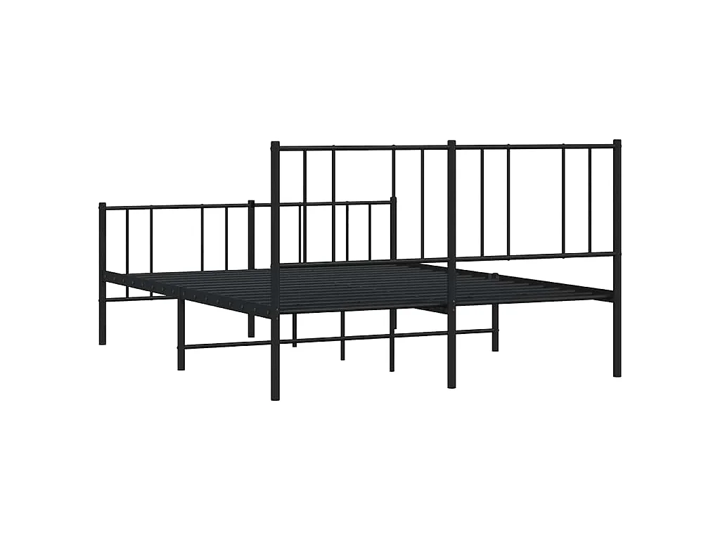 Bettgestell mit Kopf- und Fußteil Metall Schwarz 135x190 cm