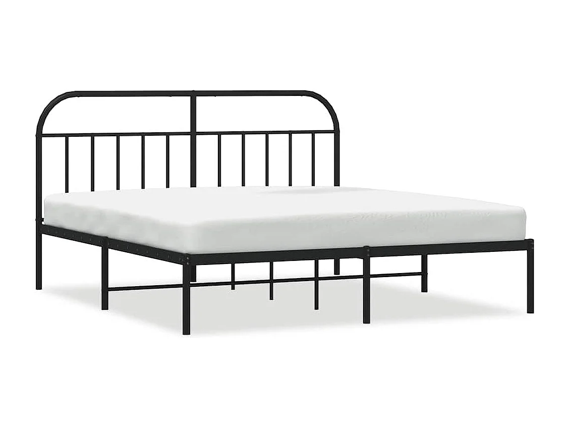 Bedframe met hoofdbord metaal zwart 160x200 cm