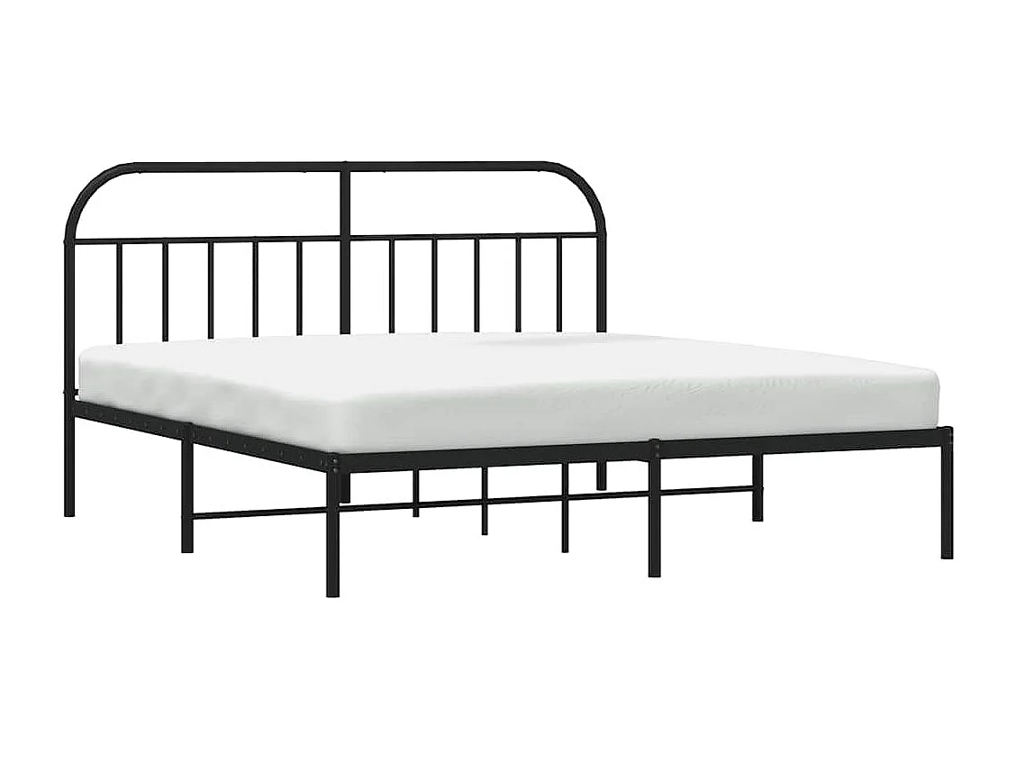 Bedframe met hoofdbord metaal zwart 160x200 cm