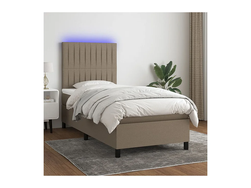 Boxspringbett mit Matratze & LED Taupe 90x190 cm Stoff