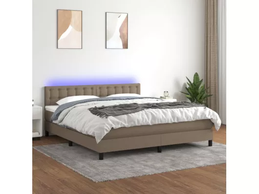 Kauf Unique Boxspringbett mit Matratze & LED Taupe 180x200 cm Stoff