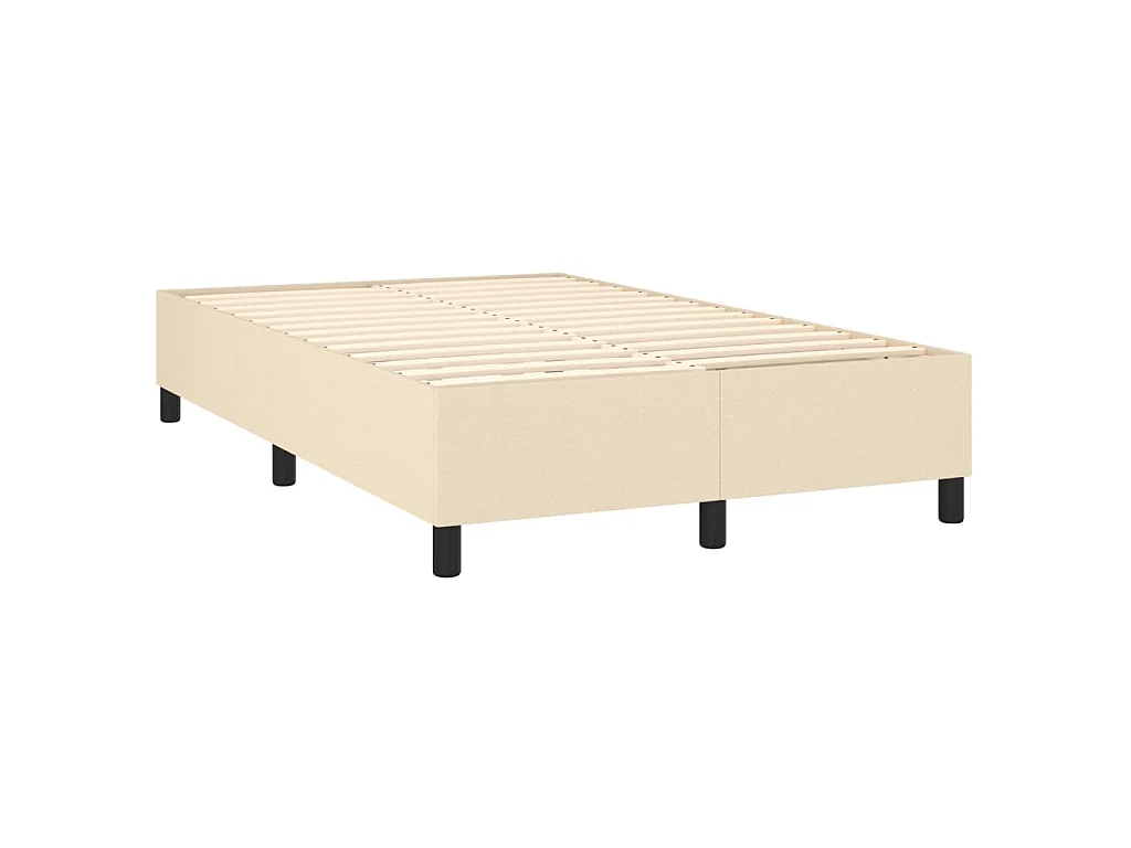 Cama box spring con colchón y LED tela crema 120x200 cm