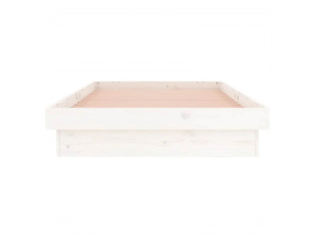 Cadre de lit à LED sans matelas blanc 90x200 cm bois massif