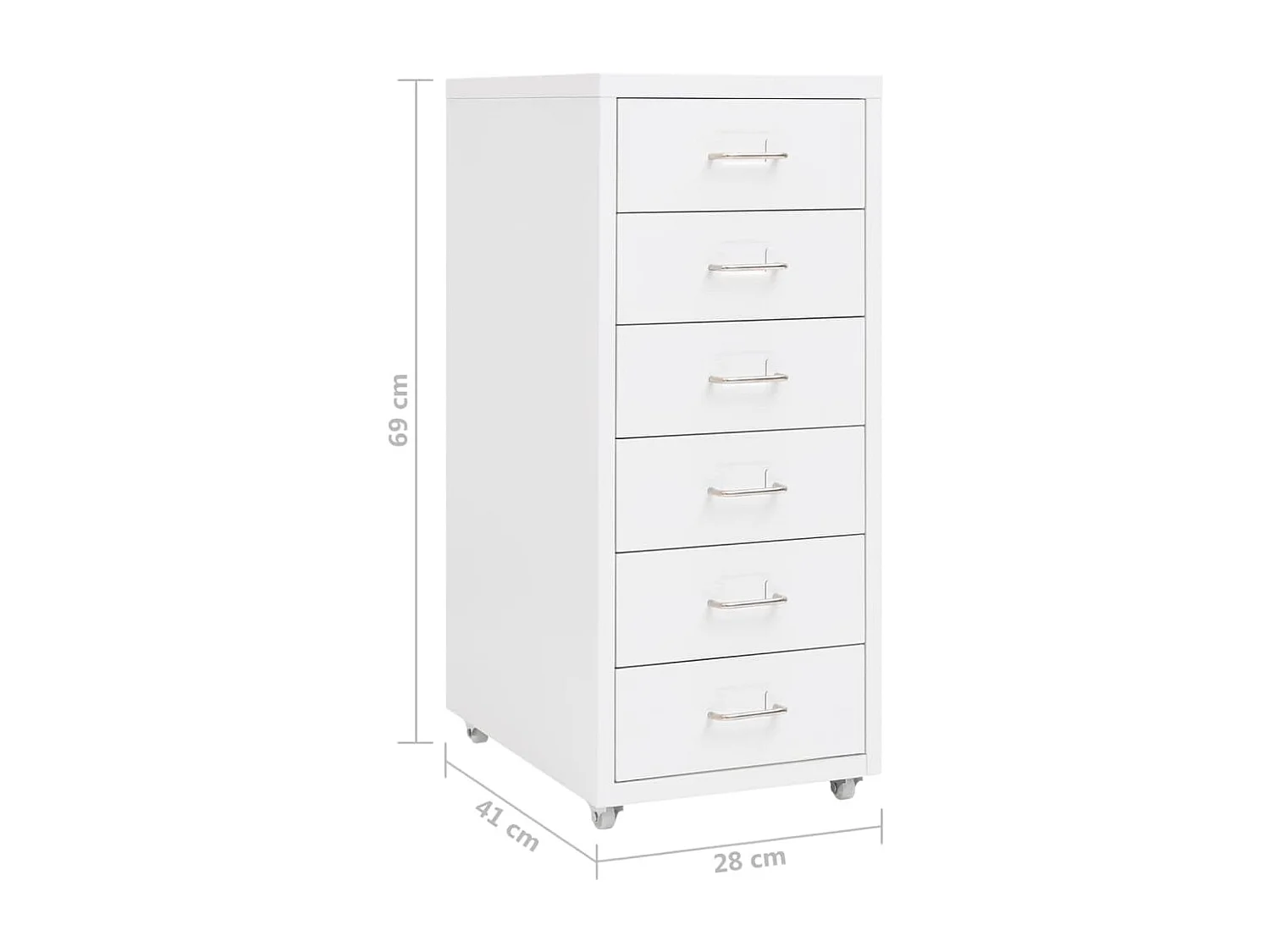 Schedario Mobile Bianco 28x41x69 cm in Metallo