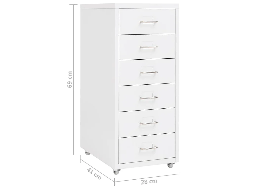 Ladeblok verrijdbaar 28x41x69 cm metaal wit