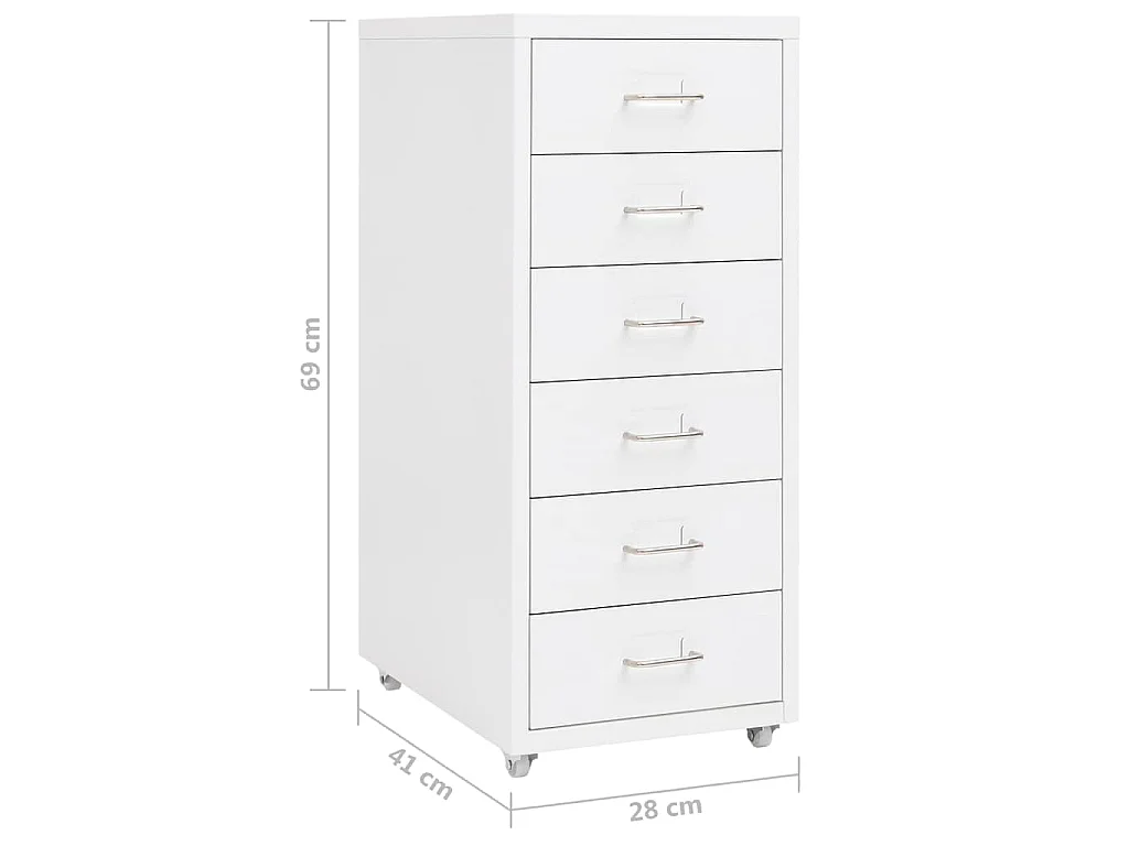 Armario archivador móvil metal blanco 28x41x69 cm