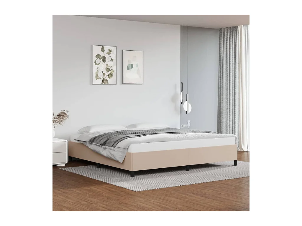 Cadre de lit sans matelas cappuccino 200x200 cm similicuir