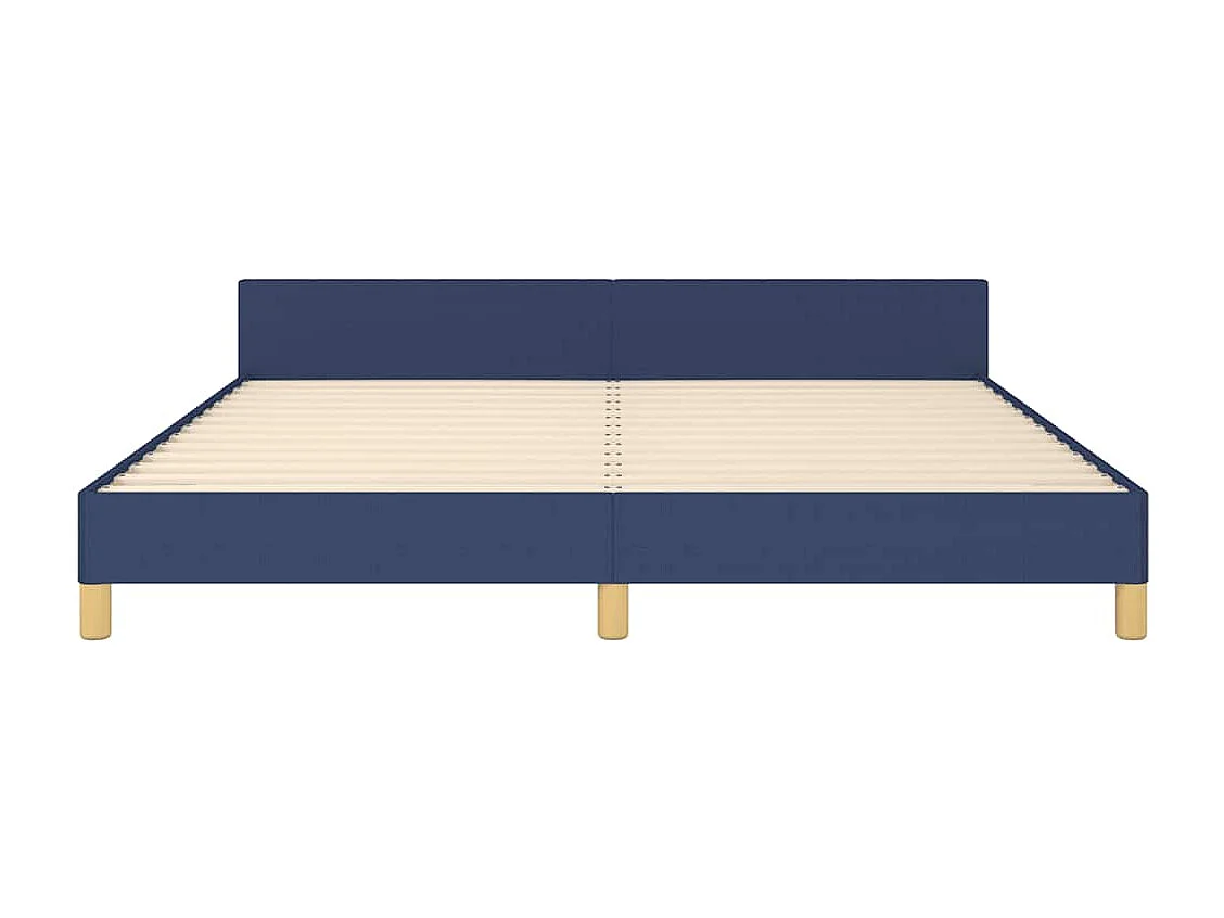 Bettgestell mit Kopfteil ohne Matratze Blau 180x200 cm Stoff