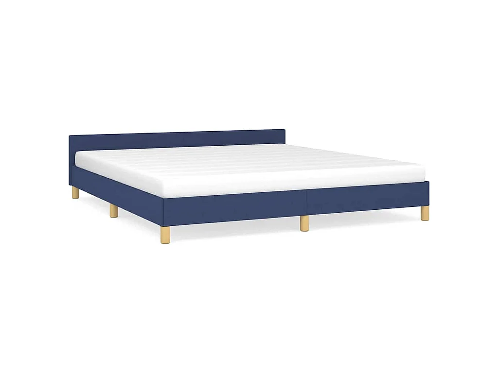 Cadre de lit avec tête de lit sans matelas bleu 180x200cm tissu