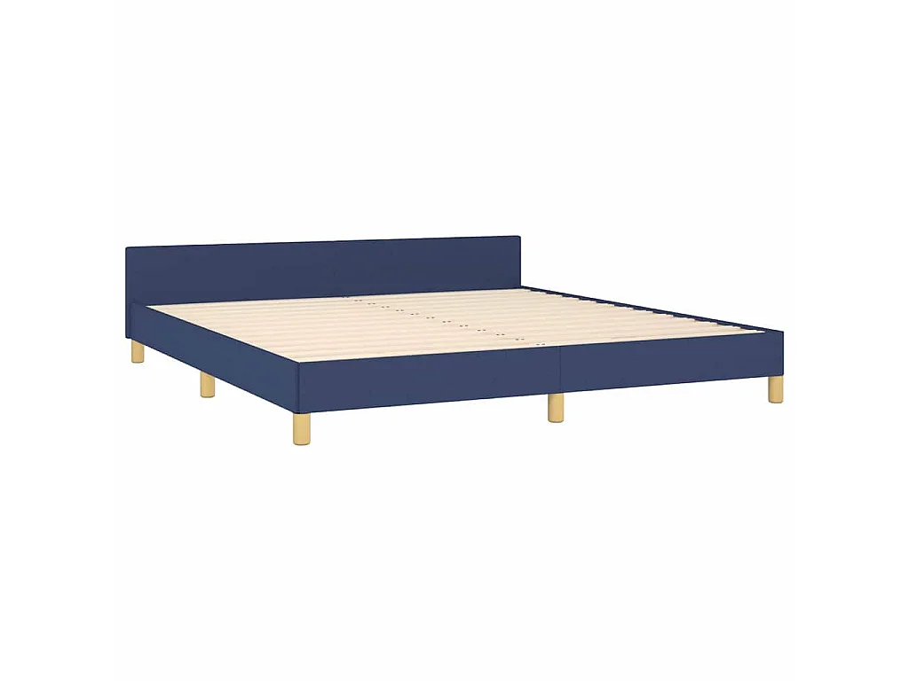 Cadre de lit avec tête de lit sans matelas bleu 180x200cm tissu