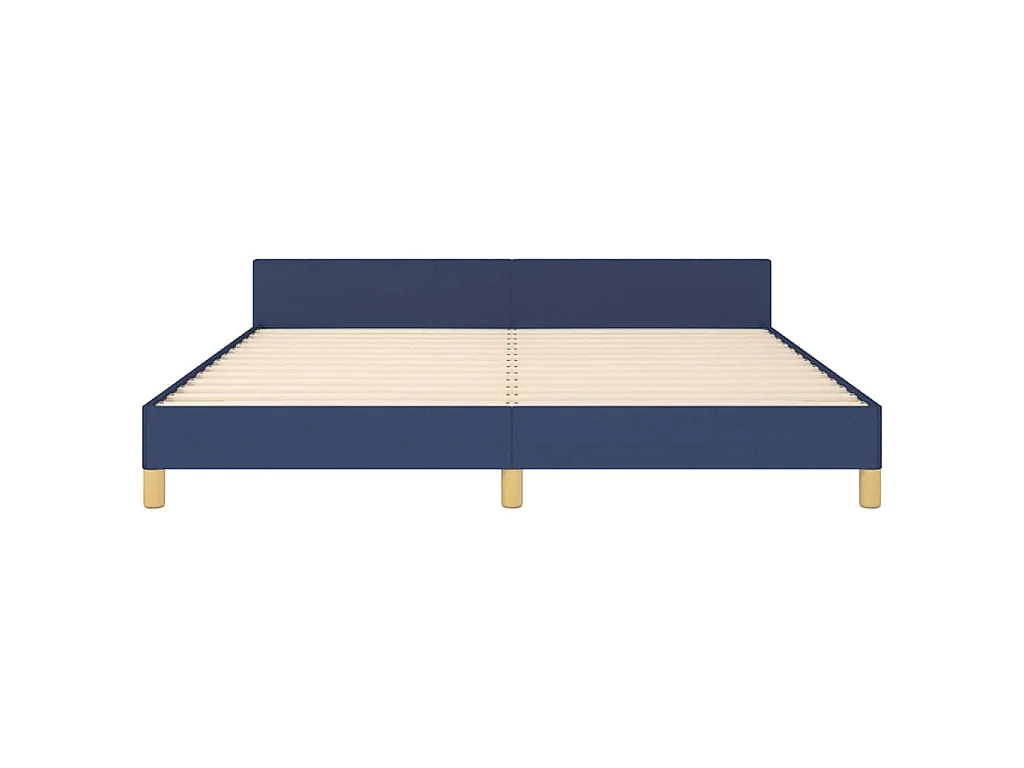 Cadre de lit avec tête de lit sans matelas bleu 180x200cm tissu