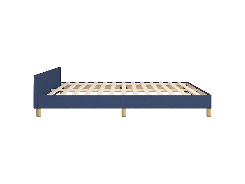 Cadre de lit avec tête de lit sans matelas bleu 180x200cm tissu
