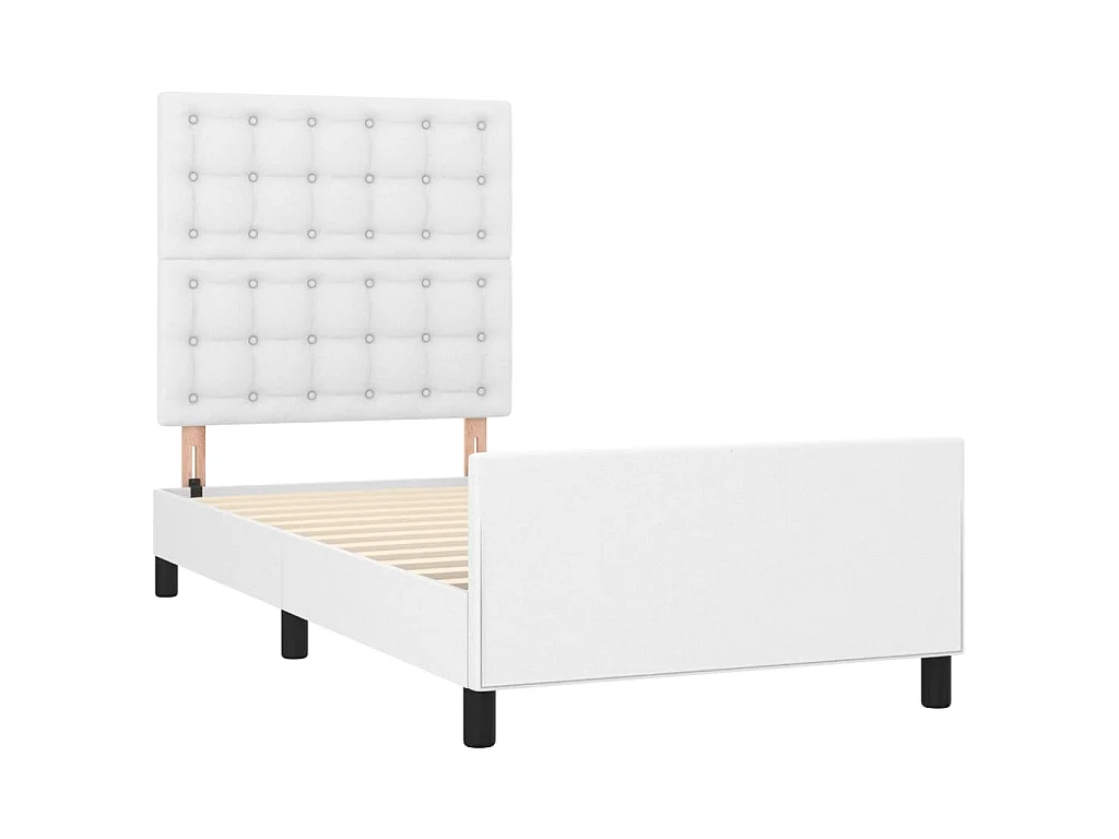 Bettgestell mit Kopfteil Weiß 90x200 cm Kunstleder