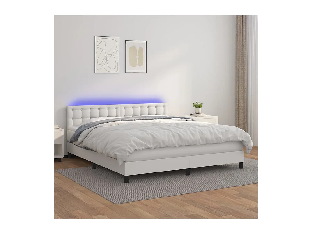 Sommier à lattes de lit avec matelas et LED Blanc 180x200 cm