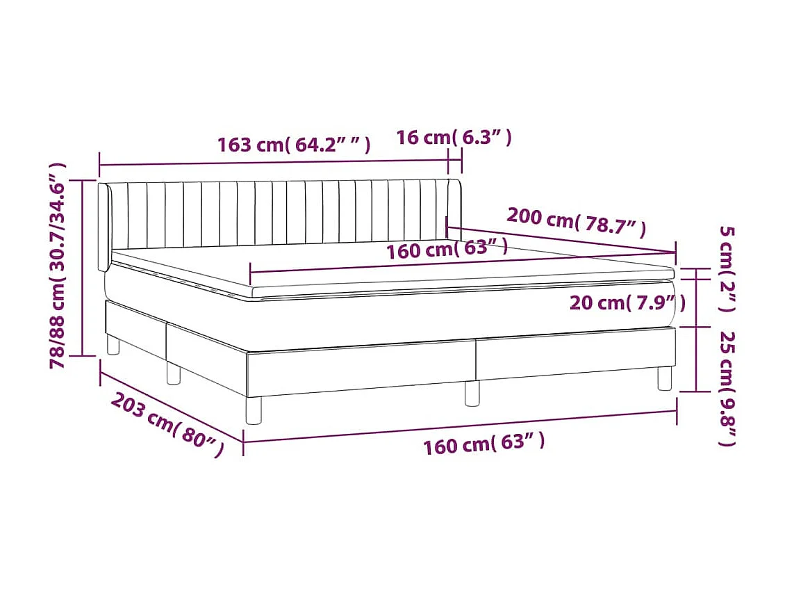 Sommier à lattes de lit avec matelas Noir 160x200 cm Tissu