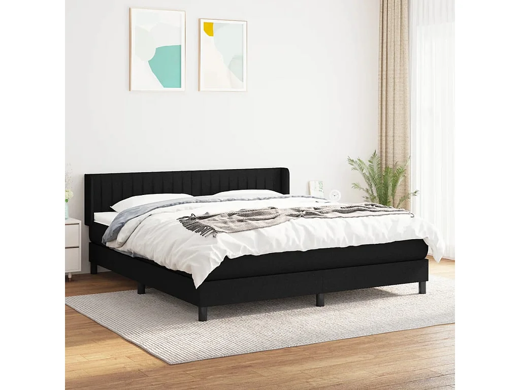 Boxspringbett mit Matratze Schwarz 160x200 cm Stoff
