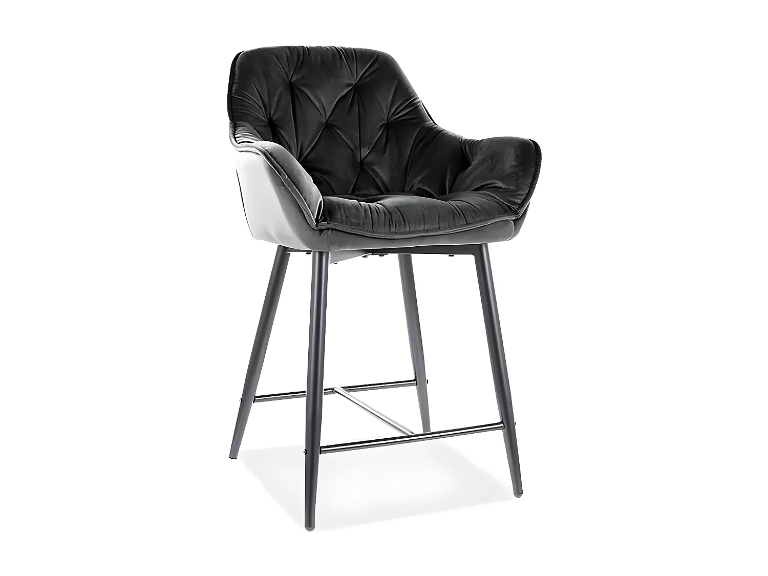 Chaise de bar Chic Lux/Tissu-Velours/Noir