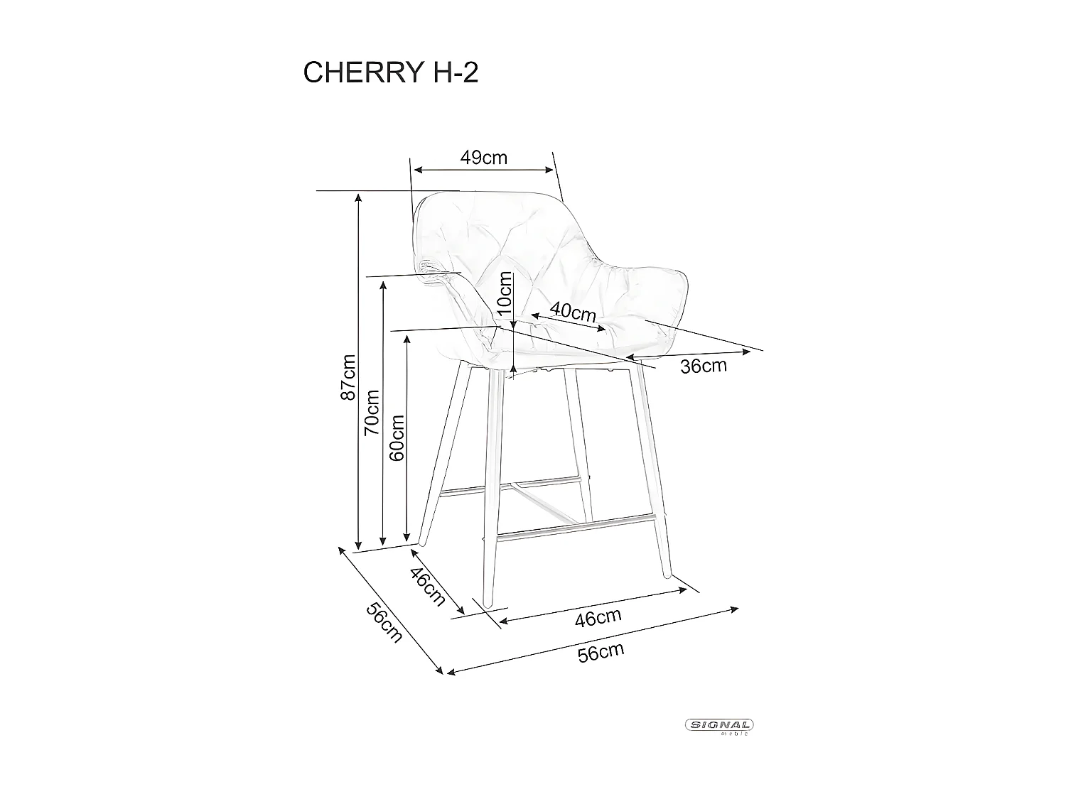 Chaise de bar Chic Lux/Tissu-Velours/Noir