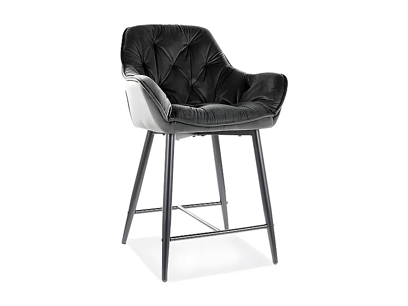 Chaise de bar Chic Lux/Tissu-Velours/Noir