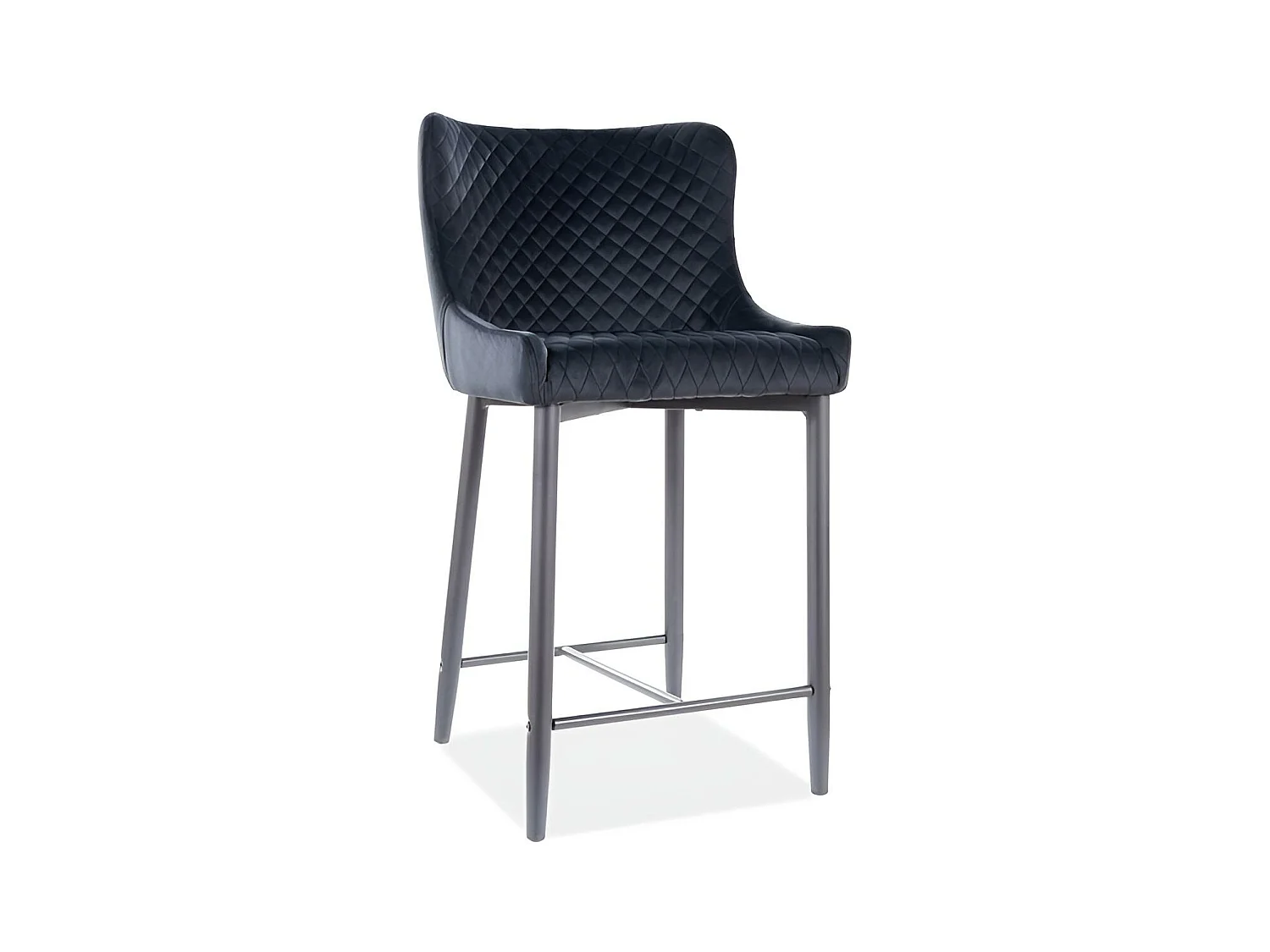 Chaise de bar Colin/Tissu-Velours/Noir