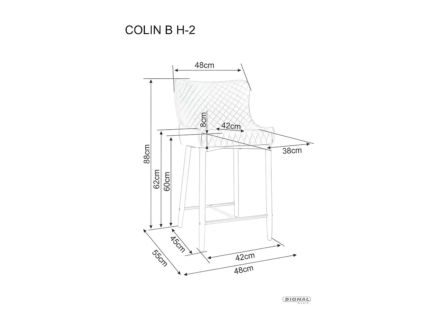 Chaise de bar Colin/Tissu-Velours/Noir