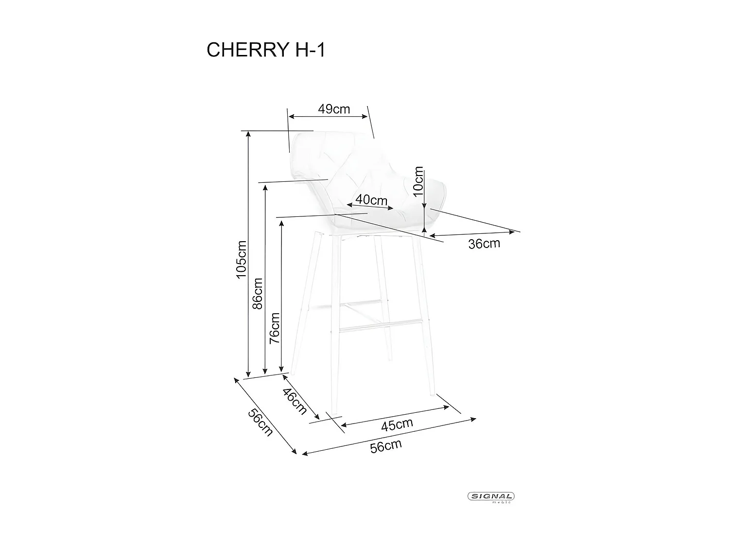 Sgabello da bar H1 Lux/Tessuto-Velluto/Grigio