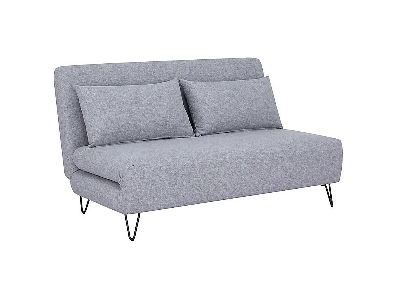 Canapé en velours convertible en lit 2 places - Gris - L 141 x H 81 x P 90 cm