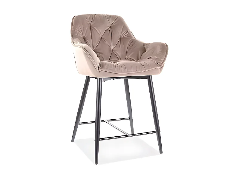 Chaise de bar Chic Lux/Tissu-Velours/Beige