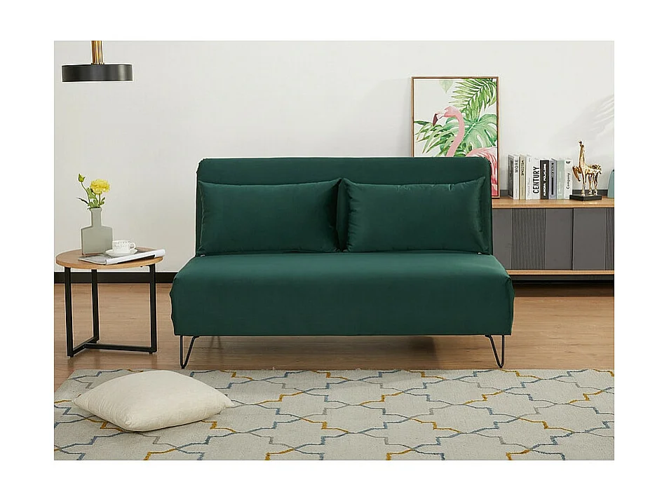 Sofa rozkładana z funkcją spania ZENIA VELVET zielona