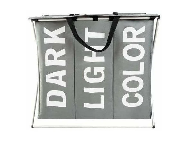 Hconfortxl-panier à Linge - 3 Compartiments Sur Châssis Repliable 130l