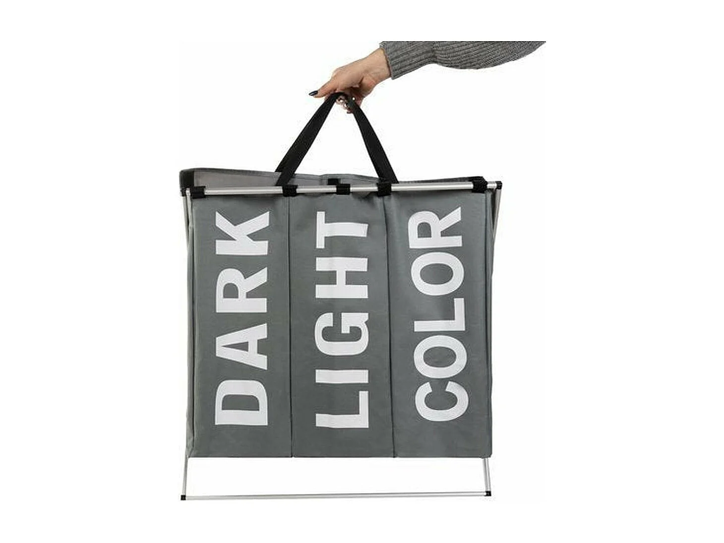 Hconfortxl-panier à Linge - 3 Compartiments Sur Châssis Repliable 130l