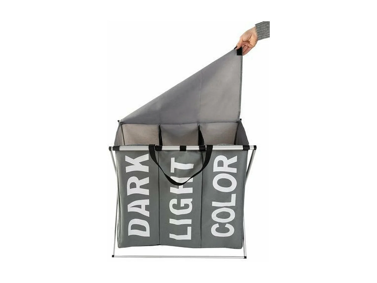 Hconfortxl-panier à Linge - 3 Compartiments Sur Châssis Repliable 130l