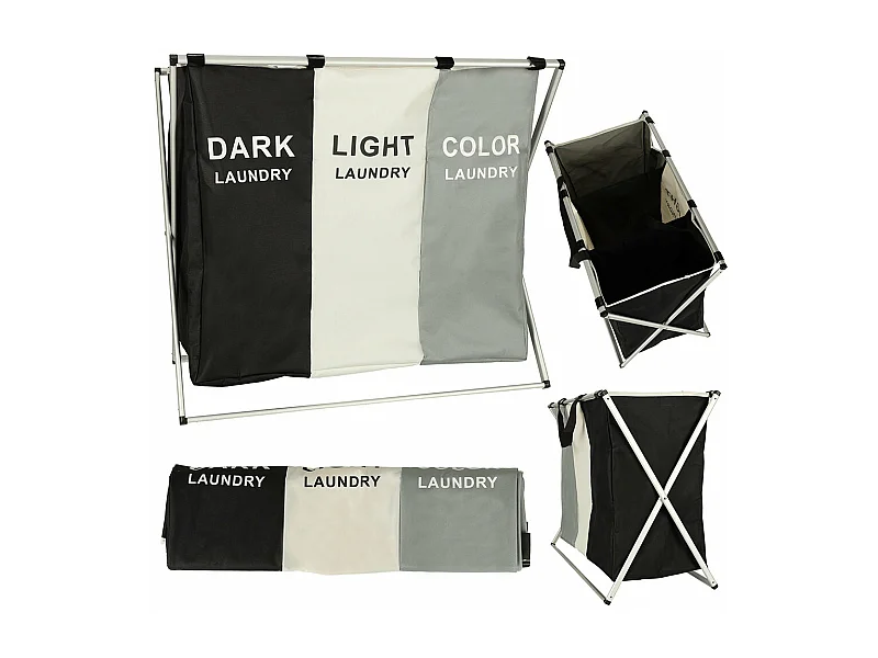 Panier À Linge Organiseur  3 Compartiments 135l