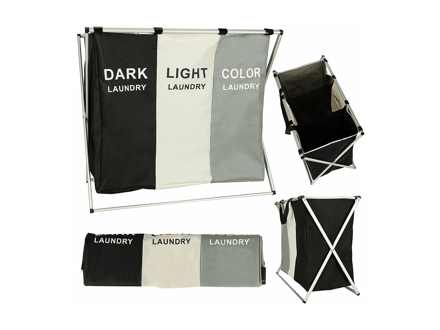 Panier À Linge Organiseur  3 Compartiments 135l