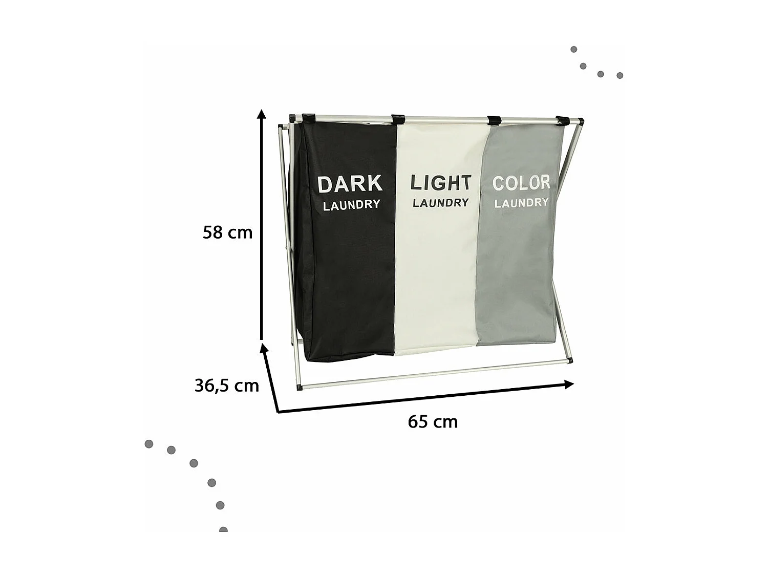 Panier À Linge Organiseur  3 Compartiments 135l