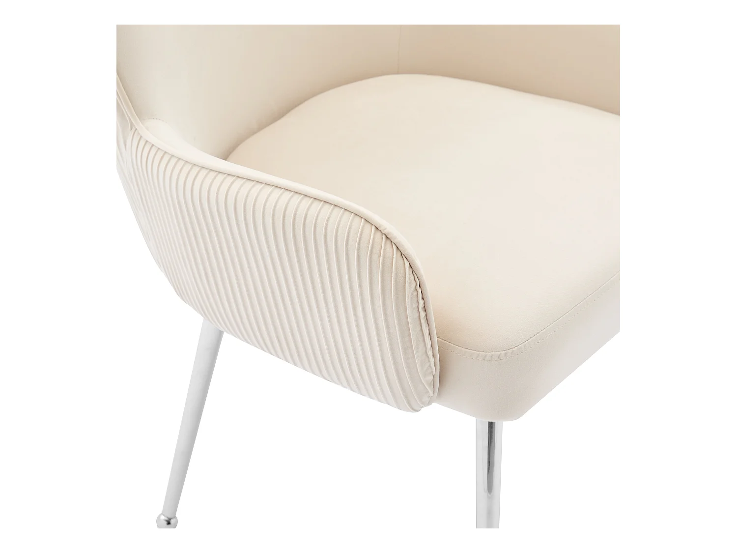 Lot de 2 Chaises en velours - avec accoudoirs et pieds en métal argenté - Beige