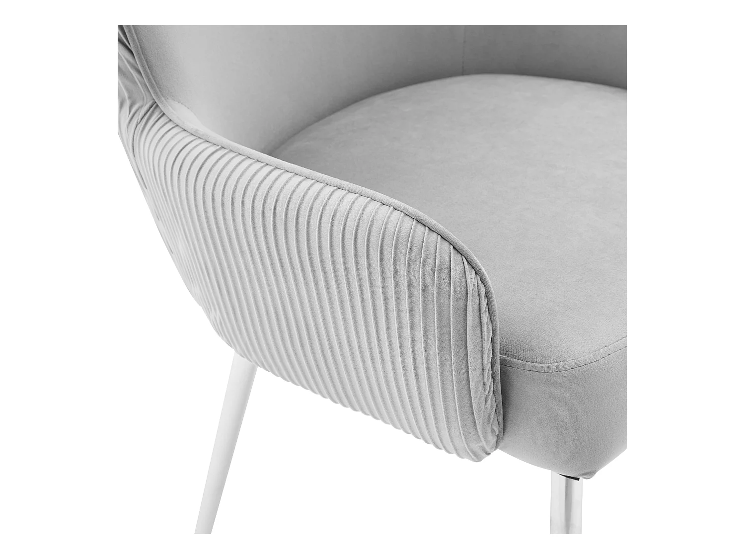 Lot de 4 Chaises en velours - avec accoudoirs et pieds en métal argenté - Gris