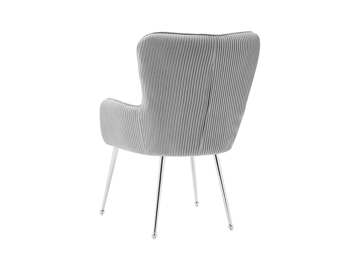 Lot de 4 Chaises en velours - avec accoudoirs et pieds en métal argenté - Gris