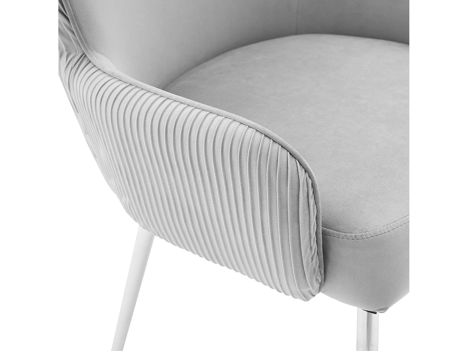 Set van 4 Velvet stoelen - met armleuningen en zilver metalen poten - Grijs