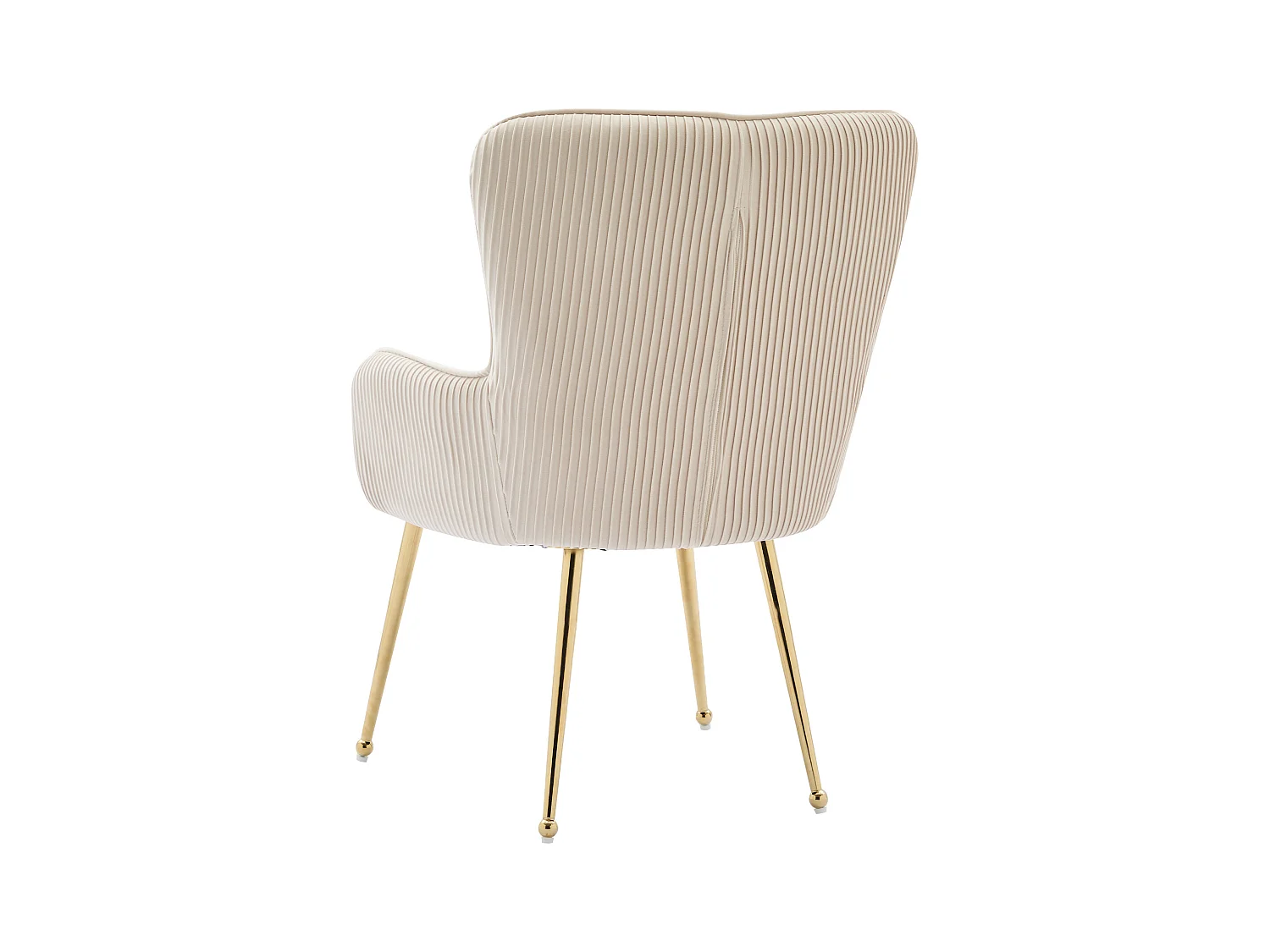 Lot de 4 Chaises en velours - avec accoudoirs et pieds en métal doré - Beige & Doré