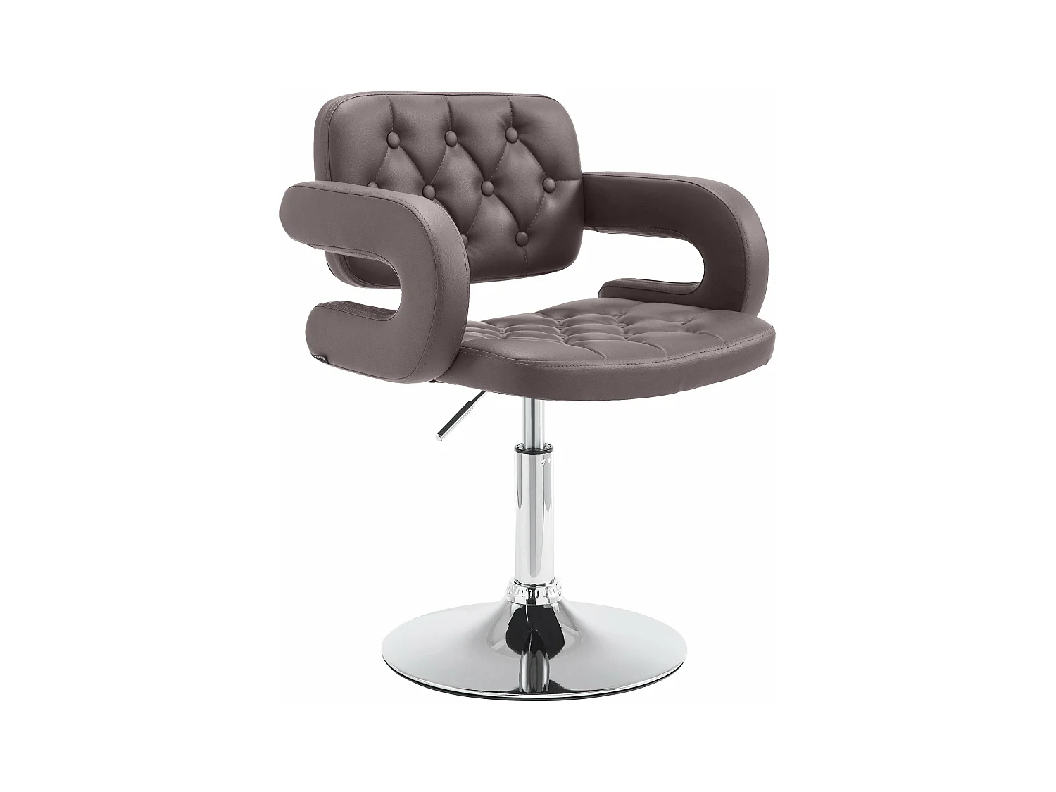 Fauteuil pivotant - Similicuir & Métal chromé - Marron - Dublin