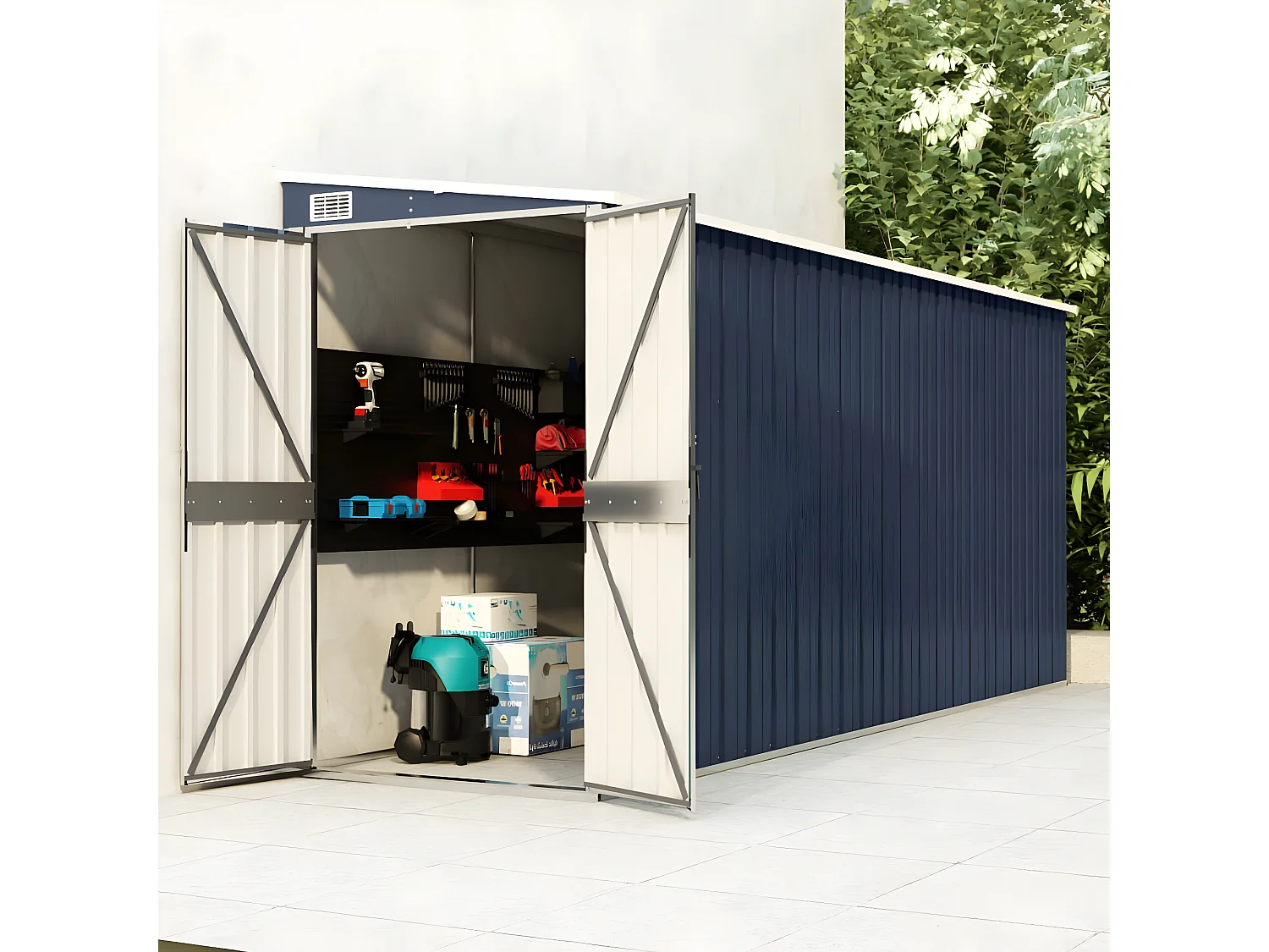 Abri de jardin mural Anthracite 118x382x178 Acier