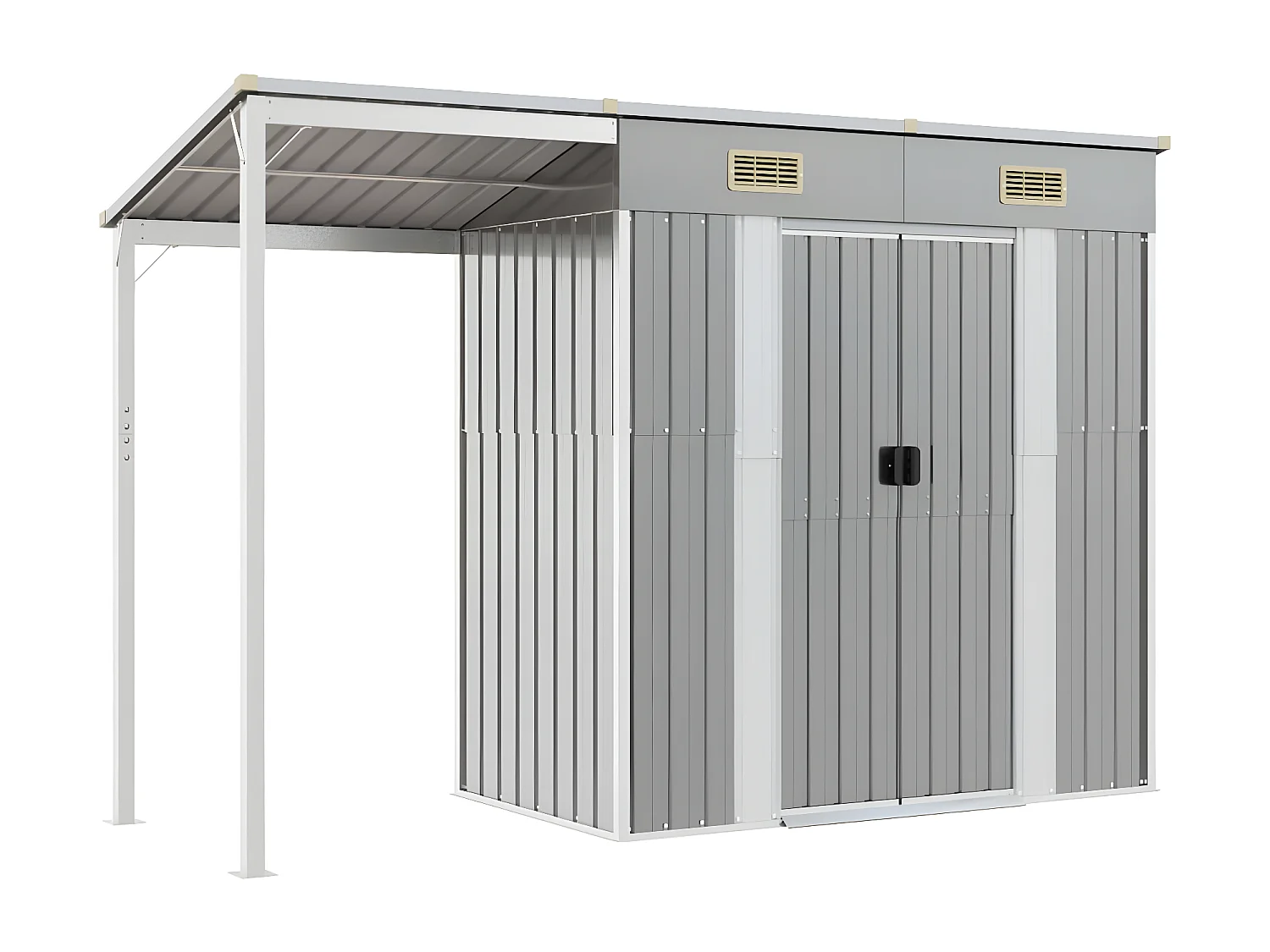 Abri de jardin avec toit prolongé gris clair 277x110,5x181