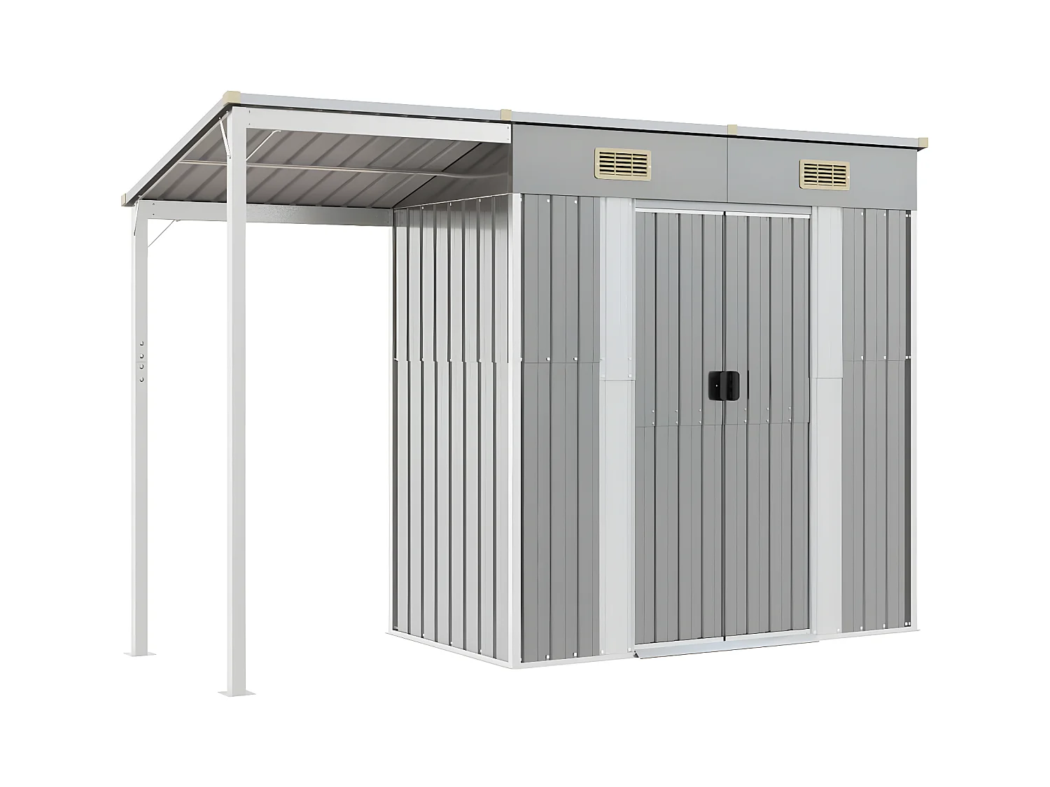 Abri de jardin avec toit prolongé gris clair 277x110,5x181