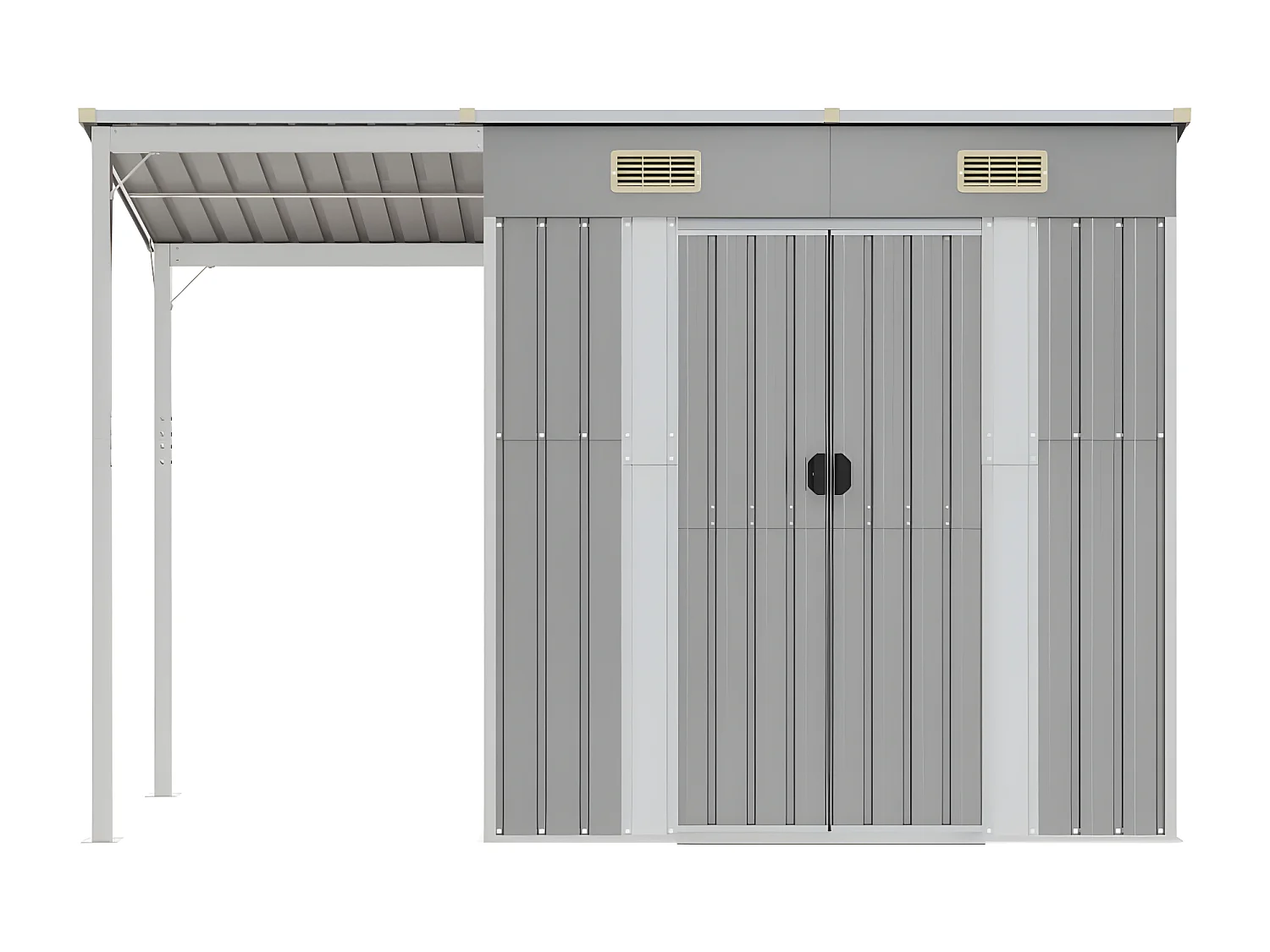 Abri de jardin avec toit prolongé gris clair 277x110,5x181