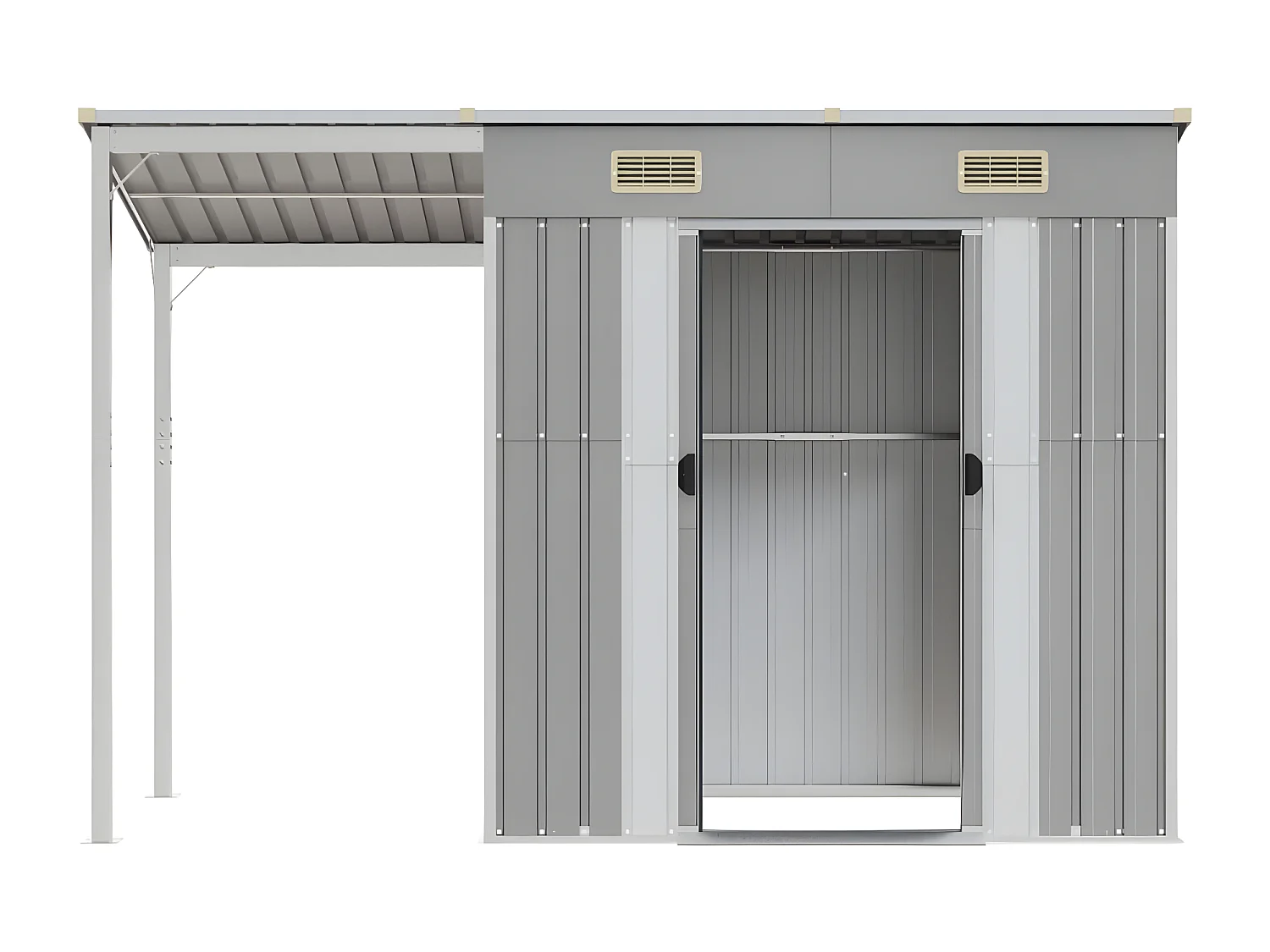 Abri de jardin avec toit prolongé gris clair 277x110,5x181