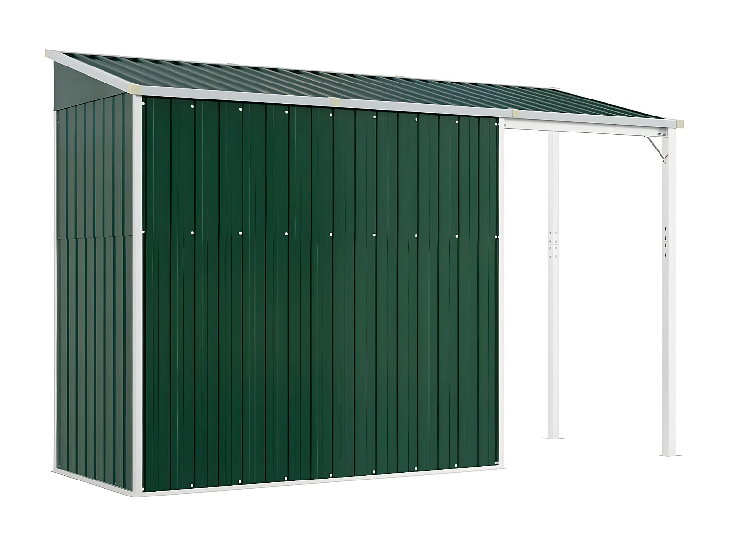 Abri de jardin avec toit prolongé vert 277x110,5x181 acier