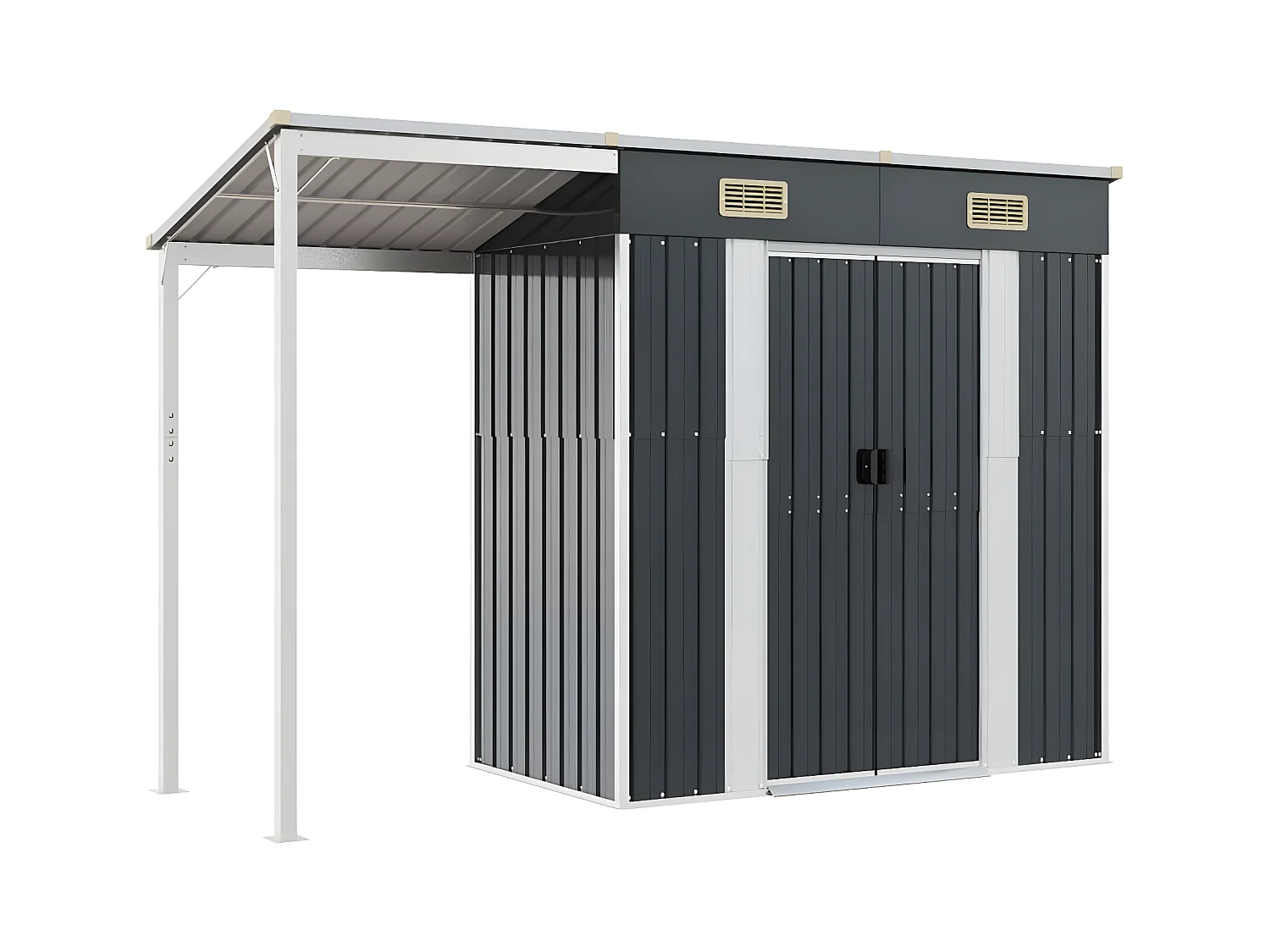 Abri de jardin avec toit prolongé anthracite 277x110,5x181