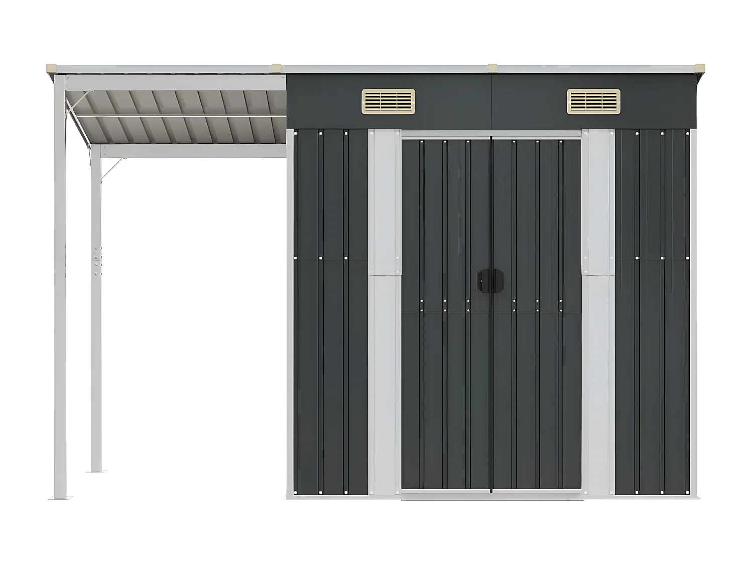 Abri de jardin avec toit prolongé anthracite 277x110,5x181